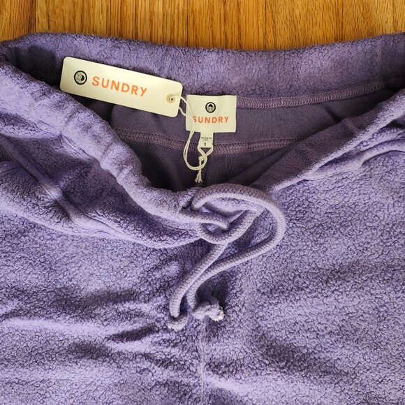 Sundry Terry Purple Drawstring Joggers Women's Size 1(SM) - Picture 3 of 5